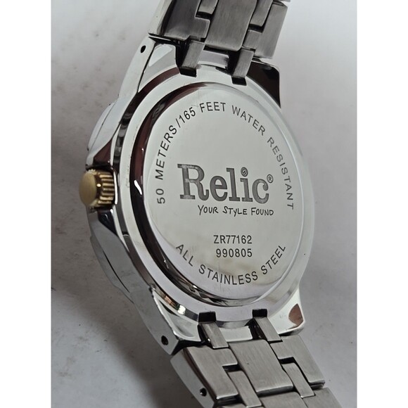 Relic by Fossil Gold Silver Two Tone Diamond Date Watch 50M Quartz New Battery - Picture 12 of 12